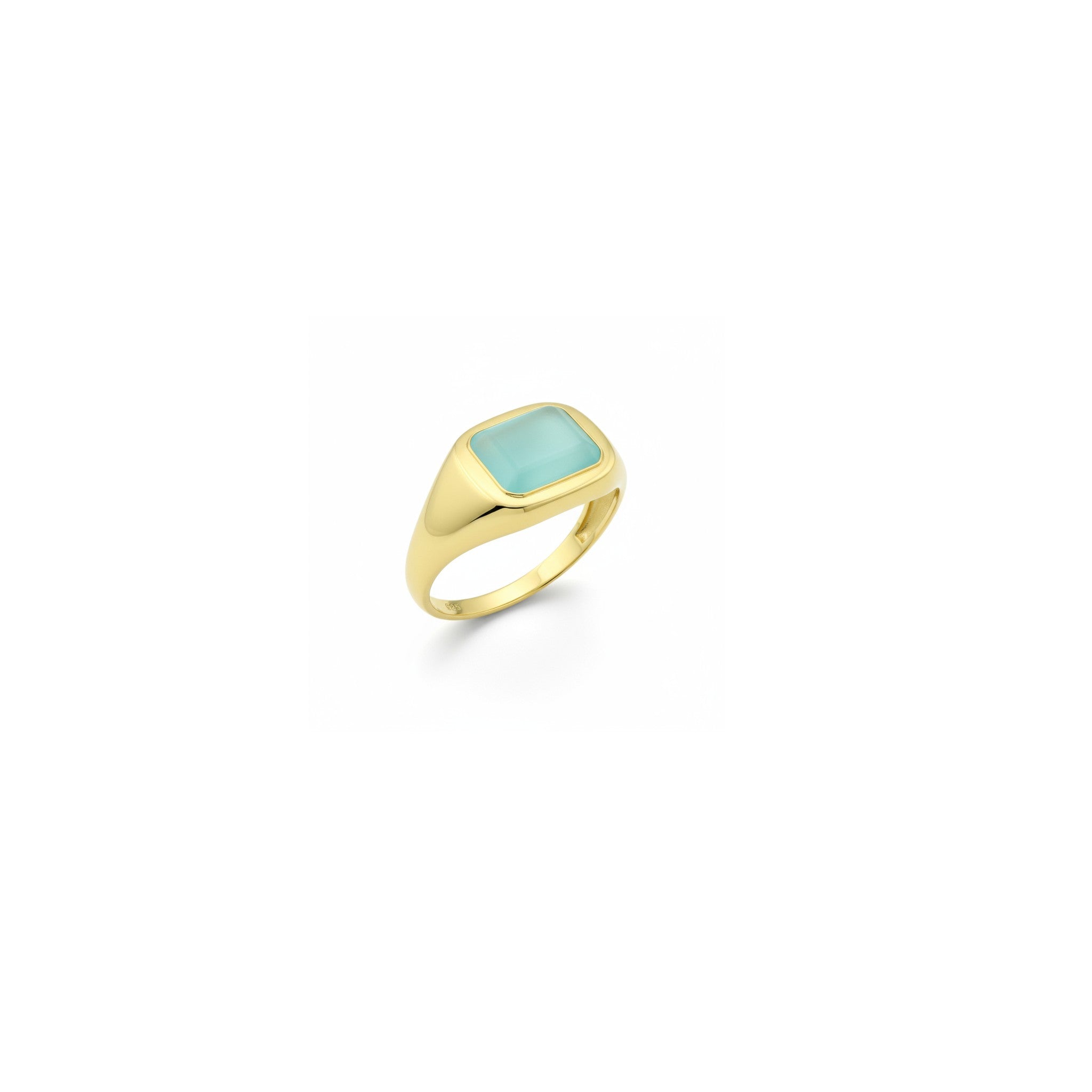 Signet Ring - Aqua Chalcedony
