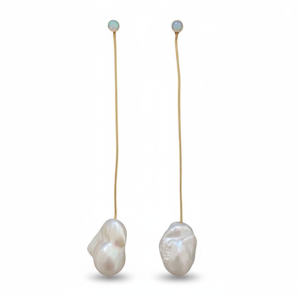 Handcrafted Wren Pearl Drop Earrings — fine pearl jewellery, Tania Claire Australia