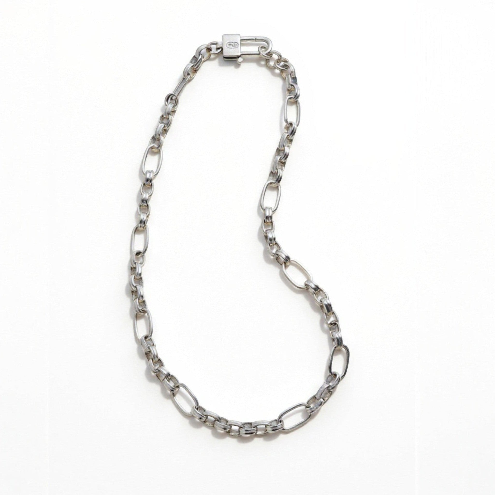 Tania Claire Australia Gilded Treasure 18 inch sterling silver chain necklace with 18K gold plating and mixed link design.