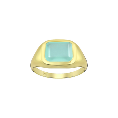 Signet Ring - Aqua Chalcedony