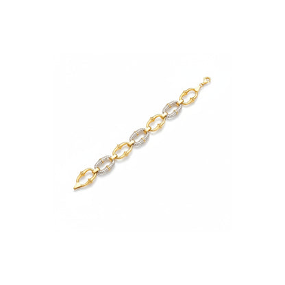 Tania Claire Australia Amara gold bracelet with bold oval links, accented with round-cut zircon stones.