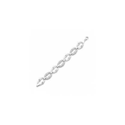 Tania Claire Australia Amara silver bracelet with oval links and zircon stones, 17cm length.