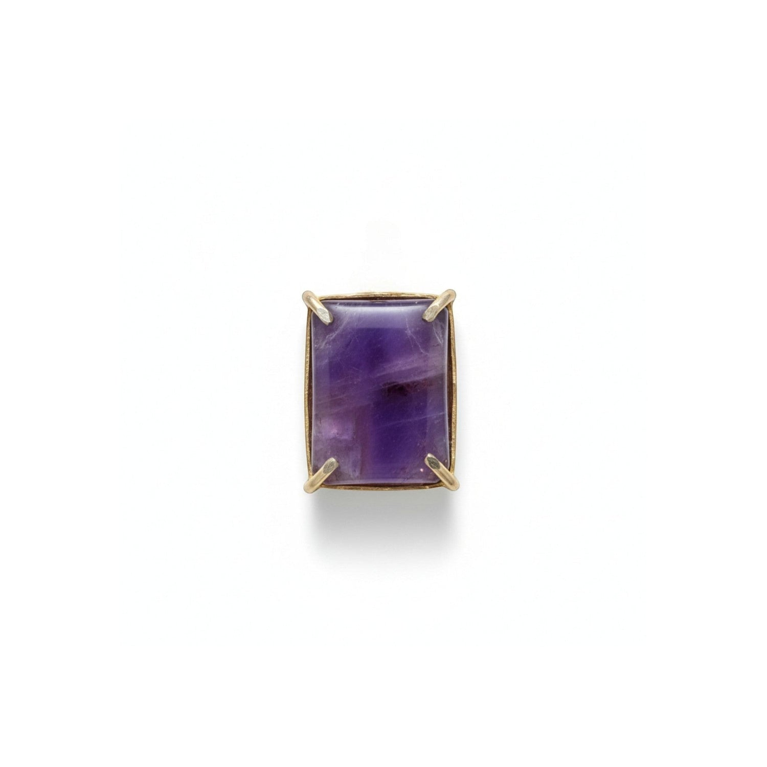 Tania Claire Australia Cleo Gemstone Ring, gold-plated brass with a rectangular cabochon cut amethyst gemstone.