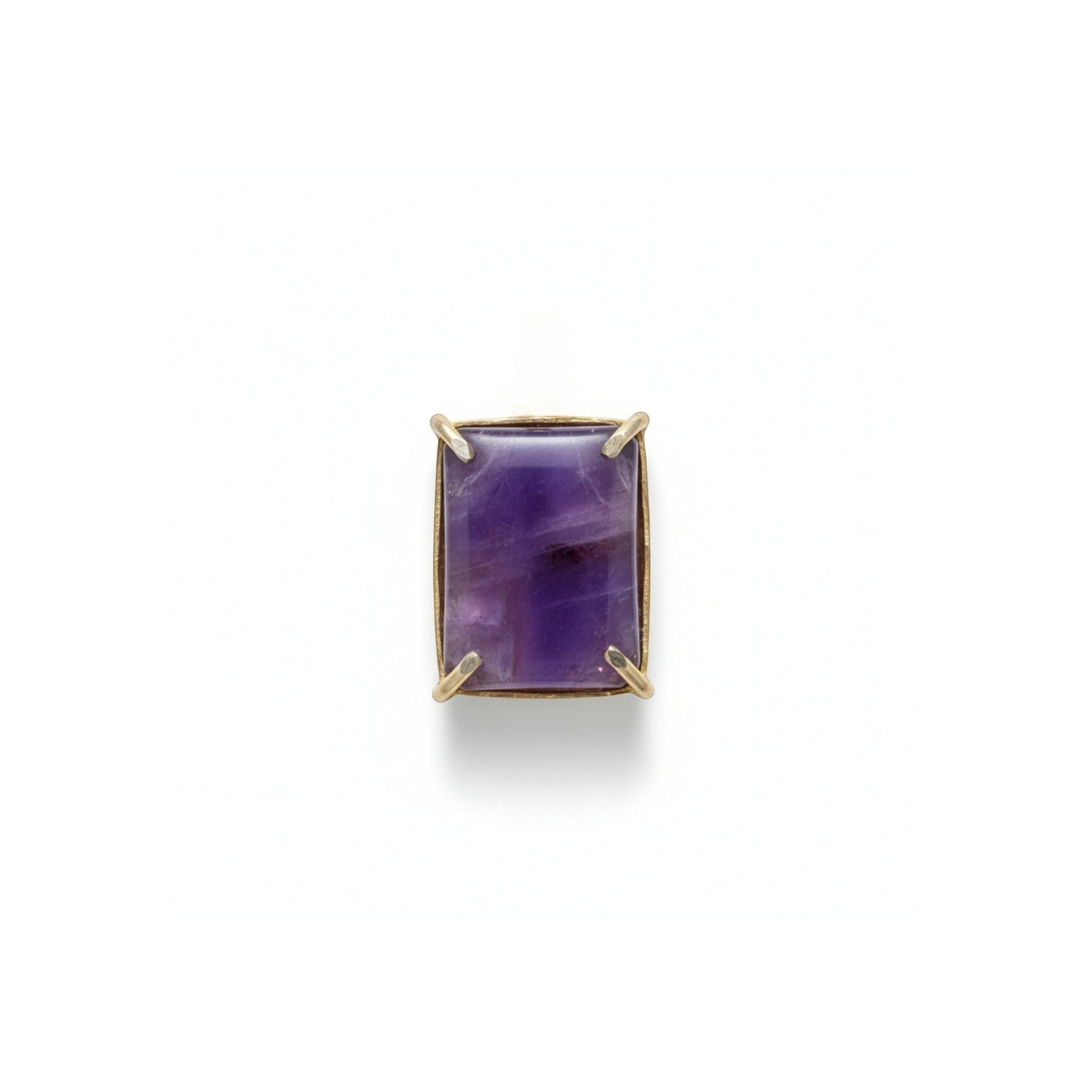 Tania Claire Australia Cleo Gemstone Ring, gold-plated brass with a rectangular cabochon cut amethyst gemstone.