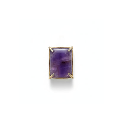Tania Claire Australia Cleo Gemstone Ring, gold-plated brass with a rectangular cabochon cut amethyst gemstone.