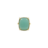 Tania Claire Australia gold-plated brass ring with a square, cabochon-cut aquamarine gemstone.