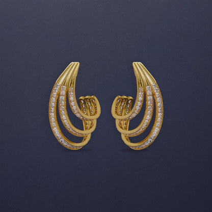Tania Claire Australia Aurelia Arc statement earrings with gold-tone setting and crystal pavé accents.