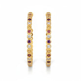 Tania Claire Australia Aurora Loops: gold sterling silver hoop earrings with amethyst, citrine, and aquamarine gemstones.