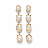 Tania Claire Australia Marnie Pearl Drops: gold-plated brass earrings with three baroque freshwater pearls each.