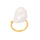 Tania Claire Australia Ocean Whispers ring with a baroque pearl on a 14K gold plated brass band.