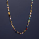 Tania Claire Australia Bijou Royale Necklace: gold chain with multicolour mixed natural gemstones in various cuts and tones.
