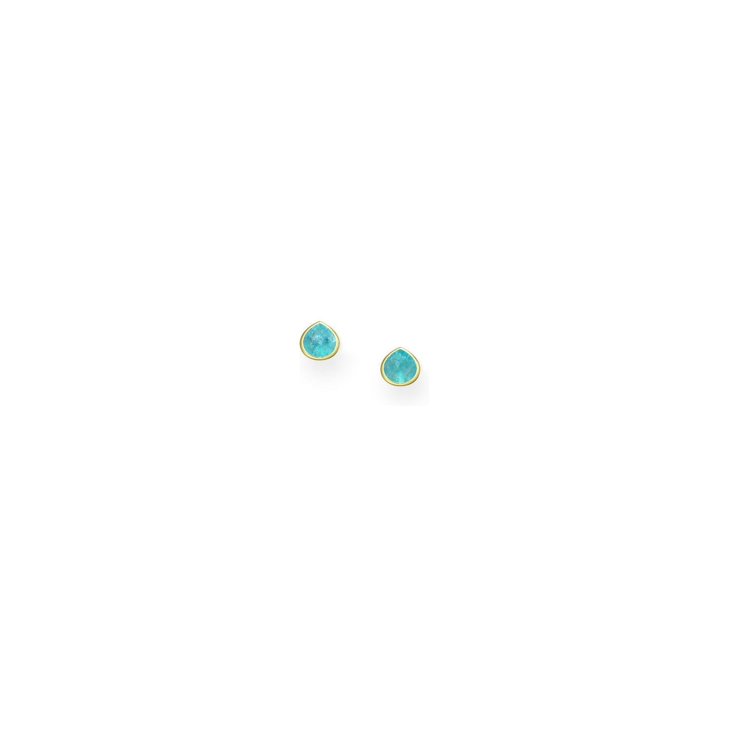 Tania Claire Australia Raine Drops teardrop blue gemstone stud earrings with 18K yellow gold plating.