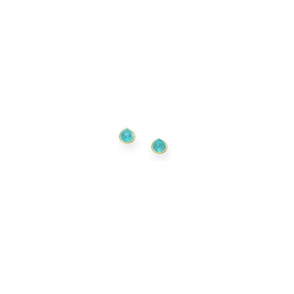 Tania Claire Australia Raine Drops teardrop blue gemstone stud earrings with 18K yellow gold plating.