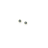 Tania Claire Australia Raine Drops teardrop blue gemstone stud earrings with yellow gold plating.