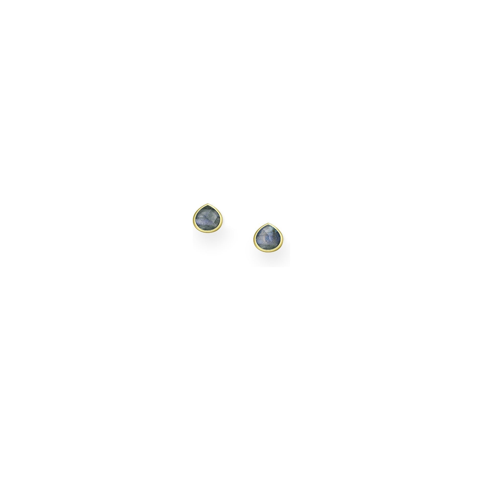 Tania Claire Australia Raine Drops teardrop blue gemstone stud earrings with yellow gold plating.