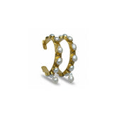 Tania Claire Australia Frida Hoop Earrings: Gold-plated brass hoops with baroque pearls and dangling pearl accents.
