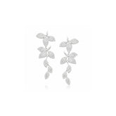 Tania Claire Australia Frosted Ivy sterling silver drop earrings with pavé crystals, 50mm length.