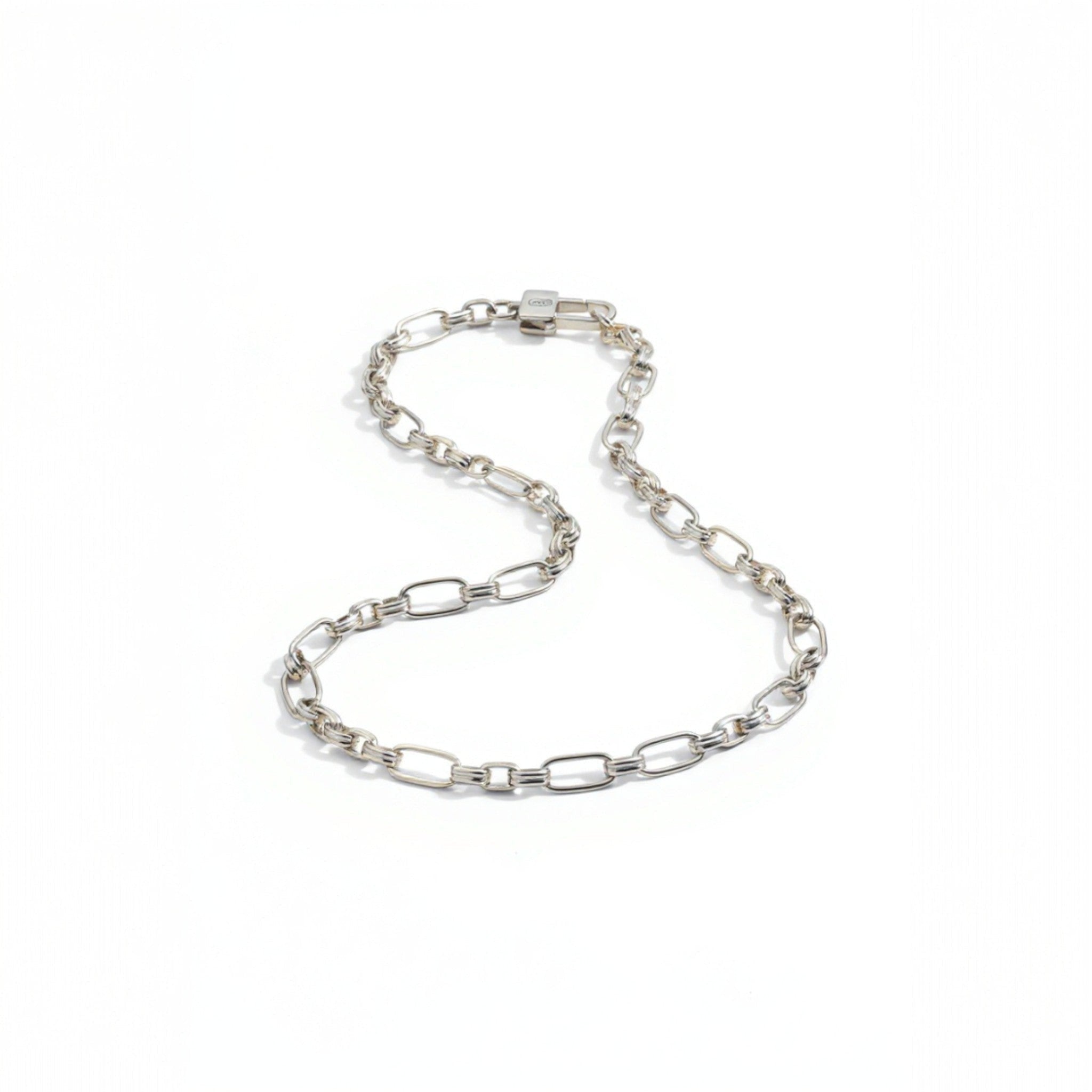 Tania Claire Australia Gilded Treasure 18 inch sterling silver chain necklace with 18K gold plating and unique oval links.