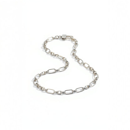 Tania Claire Australia Gilded Treasure 18 inch sterling silver chain necklace with 18K gold plating and unique oval links.