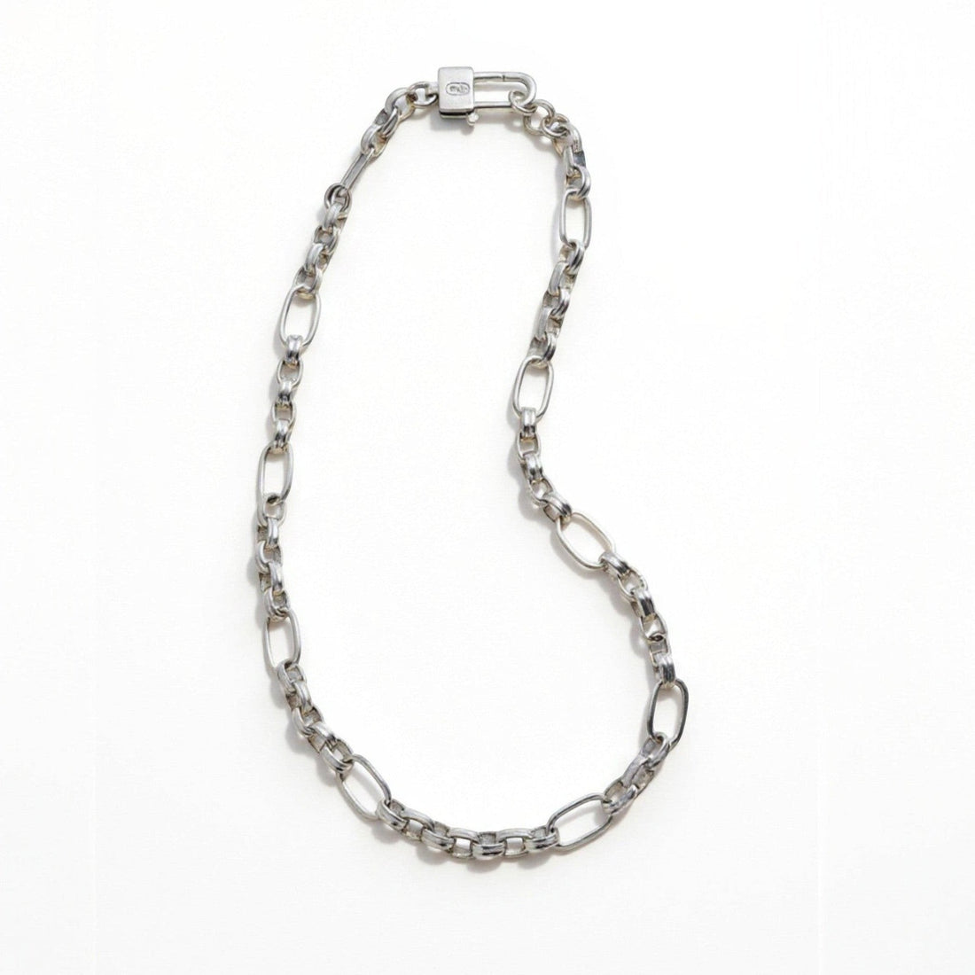 Tania Claire Australia Gilded Treasure 18 inch sterling silver chain necklace with 18K gold plating and mixed link design.