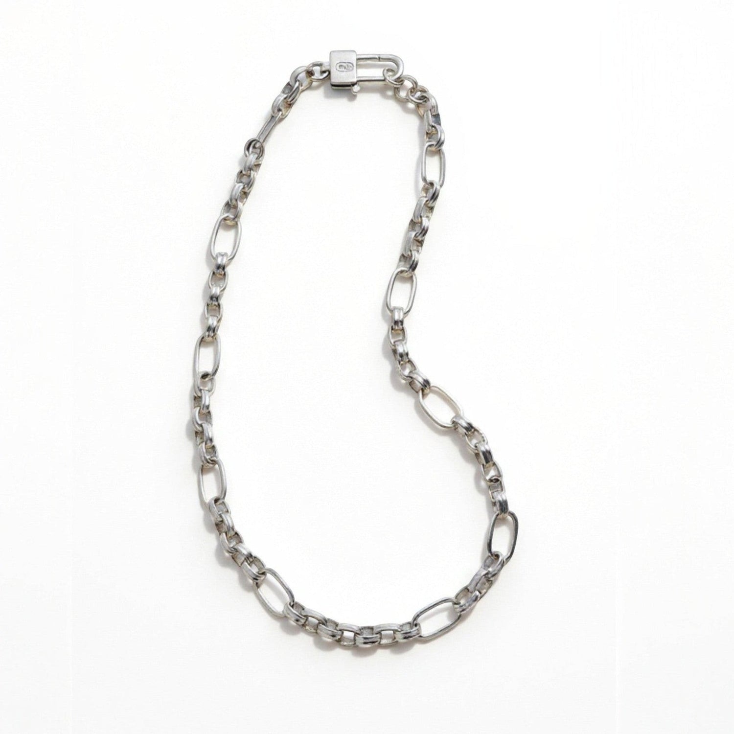 Tania Claire Australia Gilded Treasure 18 inch sterling silver chain necklace with 18K gold plating and mixed link design.
