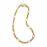 Tania Claire Australia Gilded Treasure 18 inch 18K gold plated sterling silver chain necklace with mixed oval and rectangular links.
