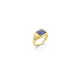Tania Claire Australia gold signet ring with a square blue labradorite gemstone.