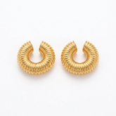 Tania Claire Australia gold-tone Nervure ear cuffs featuring a chunky, sculptural ribbed texture design.
