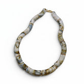 Tania Claire Australia Mia resin statement necklace featuring marbled grey and gold beads with gold-tone spacers.