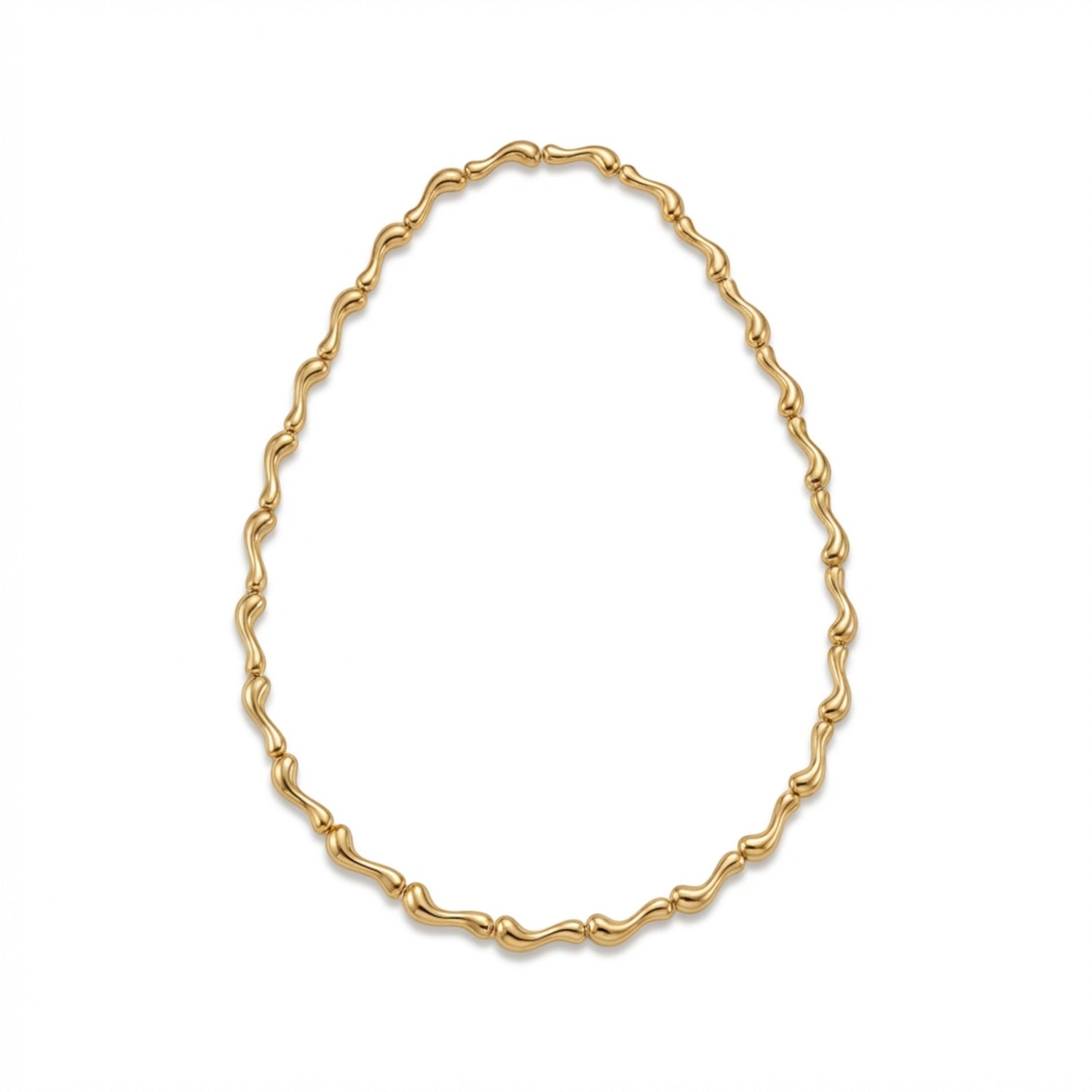 Tania Claire Australia Ocean Spine Necklace in 18K gold plating, featuring sculpted wave-like links for a fluid silhouette.