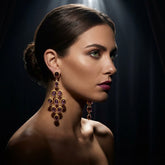 Tania Claire Australia Palais Amethyst Earrings: dramatic gold-plated chandelier earrings with faceted amethyst gemstones.