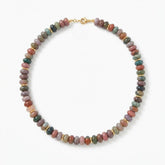 Tania Claire Australia Petite Odette Necklace with multi-colored gemstone beads and gold accents.