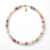 Tania Claire Australia Petite Odette Necklace with pastel pink, white, green, and berry-toned beads and gold accents.