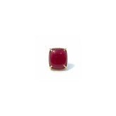 Tania Claire Australia gold-plated brass ring with a square, cabochon-cut deep pink gemstone.