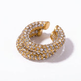 Tania Claire Australia gold-tone ear cuff featuring a double-band design encrusted with sparkling clear rhinestones.