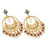 Tania Claire Australia Sacred Bloom earrings featuring gold-plated sterling silver, garnet, peridot, and pearl stones.