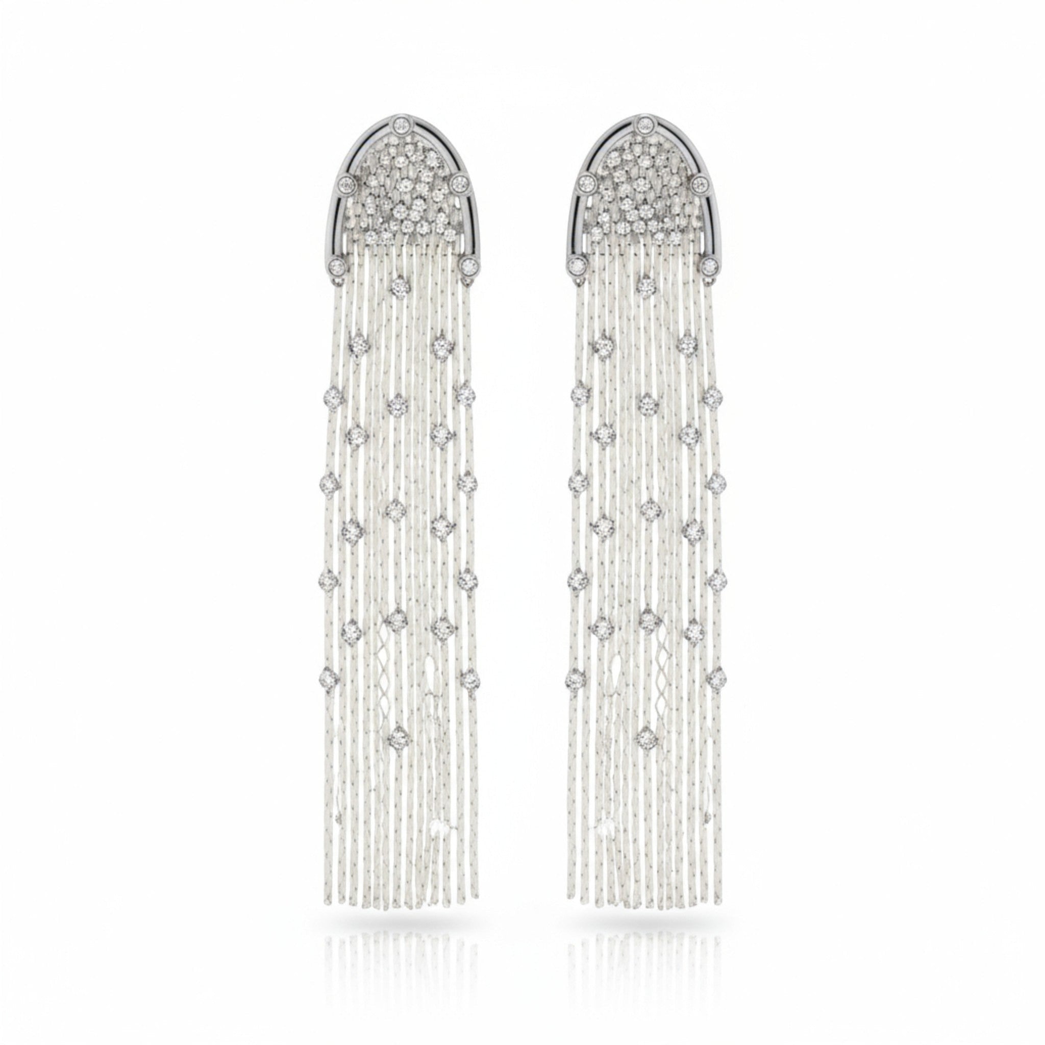 Tania Claire Australia Amber Fringe Earrings with diamonte and silver plated stainless steel