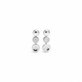Tania Claire Australia Luna Trio Studs: Sterling silver 14k gold plated drop earrings with three stacked polished orbs and cubic zirconia accents.