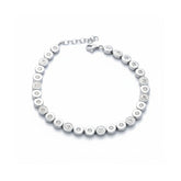 Tania Claire Australia Elara Bracelet: silver, circular links with shimmering stones, adjustable clasp.