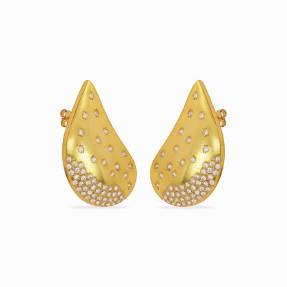 Tania Claire Australia Stella Drift teardrop gold-tone earrings with scattered crystal pavé accents.