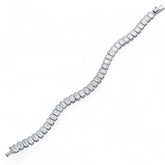 Tania Claire Australia Valentina tennis bracelet with emerald-cut crystals in sterling silver and 14K gold plating.