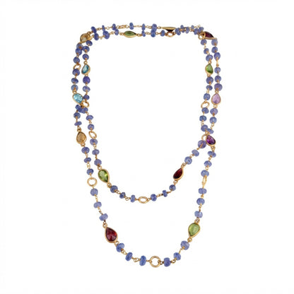 Tania Claire Australia Violet Grove Necklace: gold chain with amethyst, citrine, peridot, blue topaz, garnet pear gems &amp; tanzanite beads.