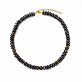 Étoile Noir Necklace iridescent freshwater pearl strand with gold accents – Tania Claire Australia