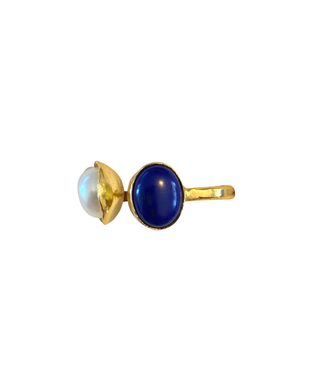 Daisy Pearl & Lapis Ring